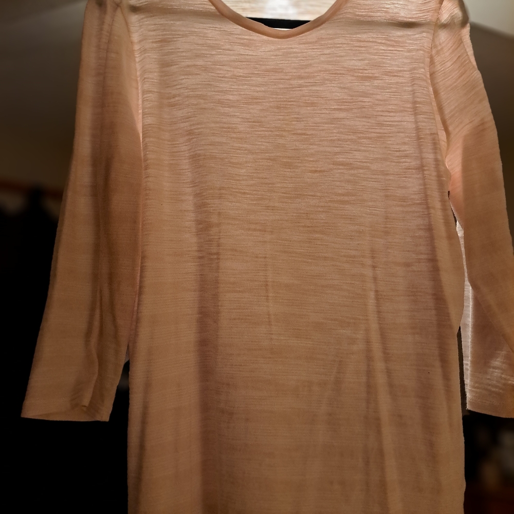 Daily Ritual Women's 3/4 Sleeve Basic Tee Soft Pink, mesurements listed,EUC